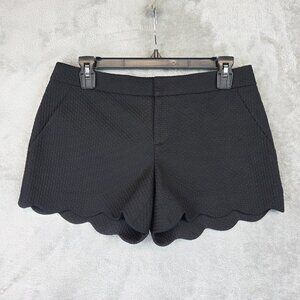 Club Monaco Shorts Womens 2 Black Scallop Hem Textured Chino Dressy Casual